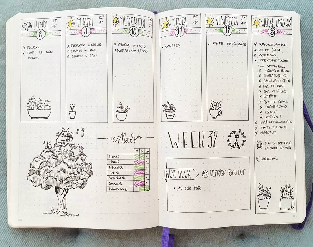 Pochoir bullet journal Agenda semaines